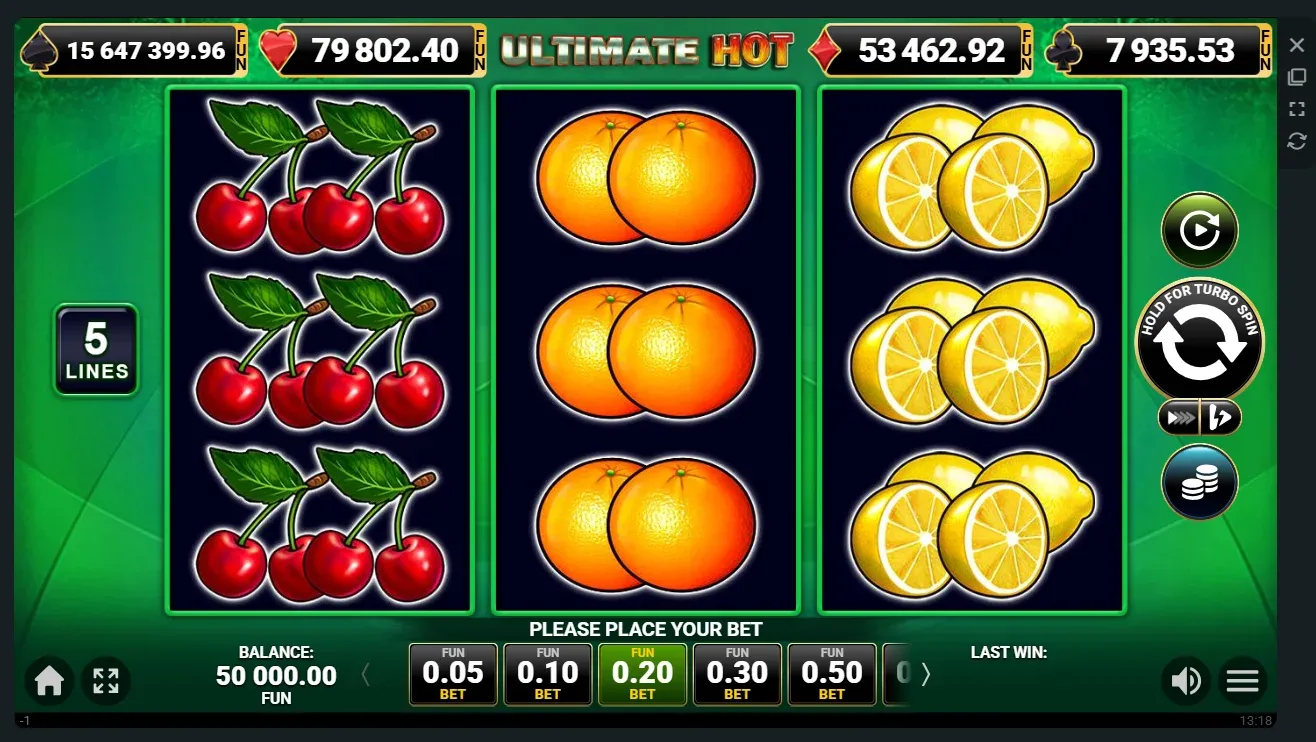 Игровое поле и символы Ultimate Hot